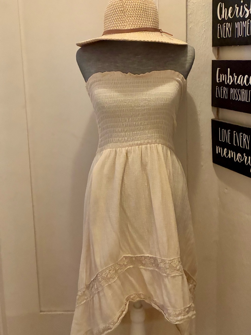 Strapless Cream Boho Sundress🌺